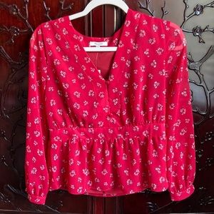 Madewell V-neck peplum top in Little Lilies